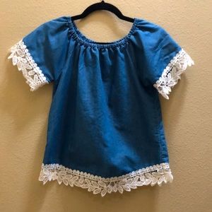 Girls size medium top with lace accents